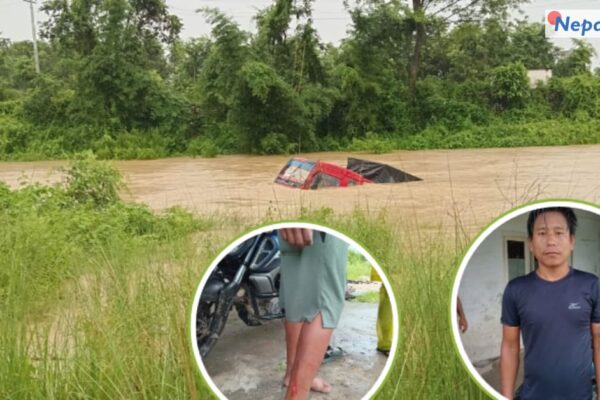मकवानपुरमा बाढीले ट्रक बगायो, चालक पौडिएर ज्यान जोगाए