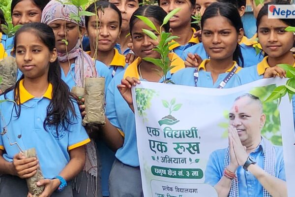 धनुषामा ‘एक विद्यार्थी एक रुख’ अभियान सुरु, २२ सामुदायिक विद्यालयका विद्यार्थीलाई विरुवा वितरण
