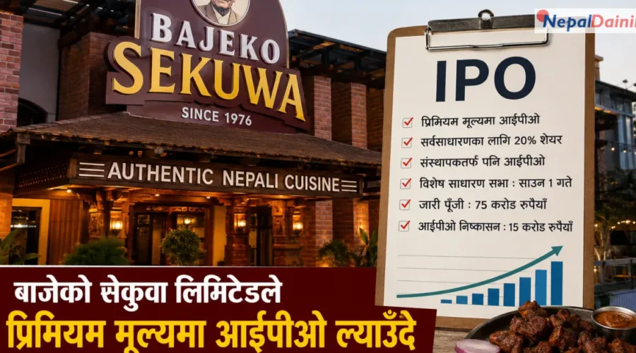 बाजेको सेकुवा प्रिमियम मूल्यमा आईपीओ ल्याउँदै, साउन १ मा विशेष साधारण सभा