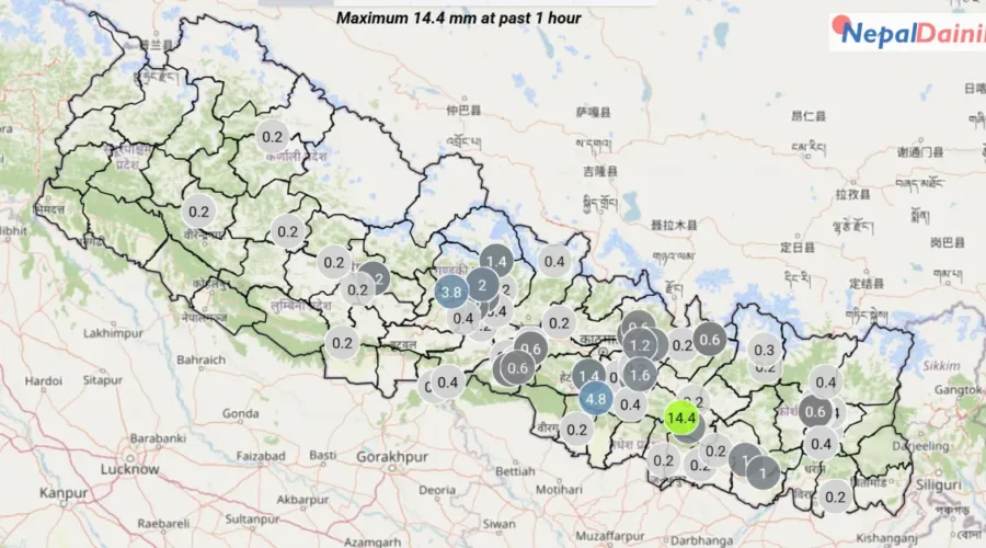 नेपालभर मनसुनको प्रभाव जारी, मकवानपुरगढीमा सर्वाधिक ११९.४ मिमि वर्षा