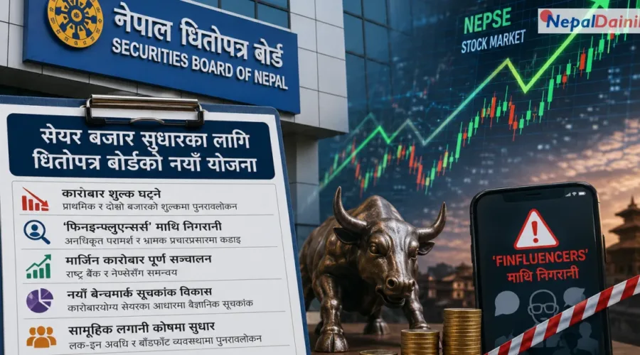 सेयर बजार सुधारका लागि सेबोनको ठोस योजना: कारोबार शुल्क घटाइने, फिनइन्फ्लुएन्सर्समाथि कडा निगरानी हुने
