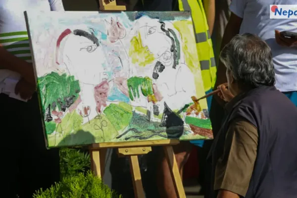 बीपी स्मृति दिवसमा क्यान्भास पेन्टिङमार्फत जलवायु परिवर्तनको सन्देश