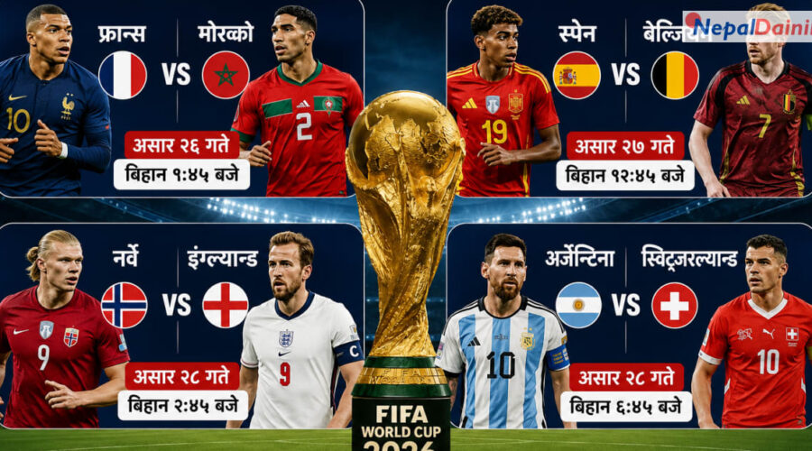 फिफा विश्वकप २०२६ को क्वार्टरफाइनल तय: आठ टोलीबीच हुनेछ उपाधिको लडाइँ